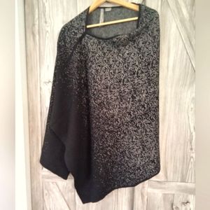 Black Sweater Knit Poncho Cape X